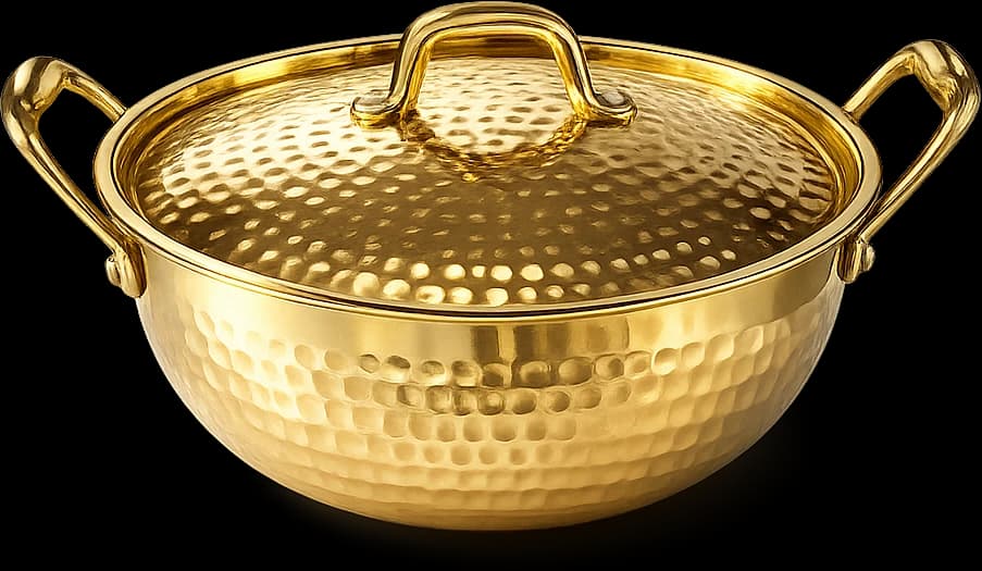 Saga Brass Hammered Kadhai With Lid